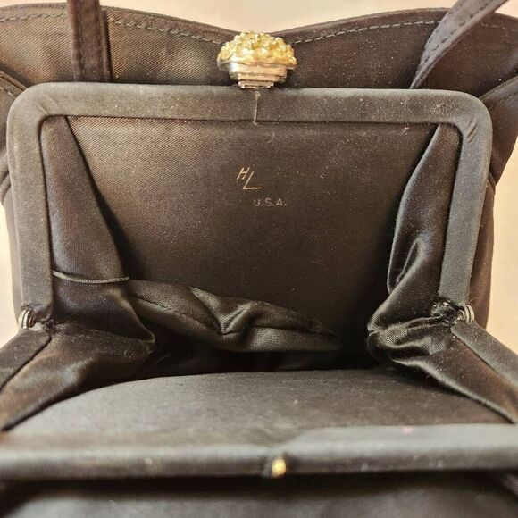 Vintage Harry Lavine HL black diamond clutch womens 50's 60's evening purse - Picture 4 of 5